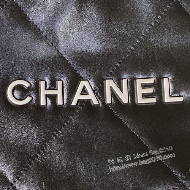Chanel專櫃新款復古銀扣鏈條肩背包 香奈兒2022S春夏火爆22 bag毛呢購物袋 AS3260 djc4366